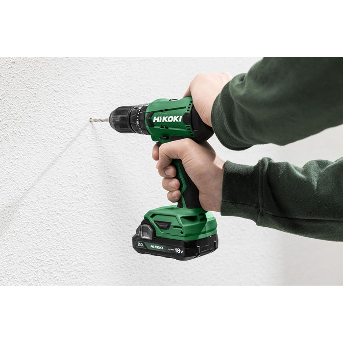 Акумуляторний дриль-шурупокрут HiKOKI DS18DA (18V, Li-Ion, 50 Нм, 20-рівневе регулювання крутного моменту, LED, у транспортному кейсі, з 2x 2.0 Ah акумуляторами та зарядним пристроєм)