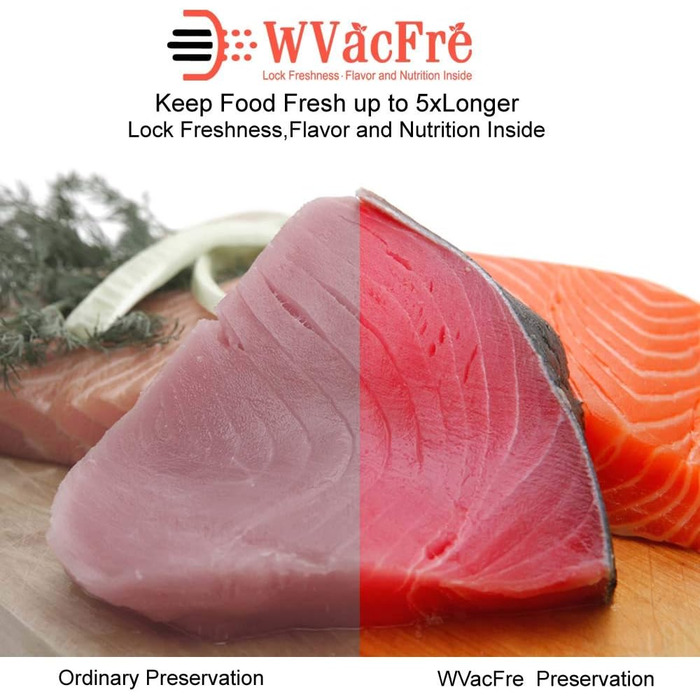 WVacFre 100-Piece Vacuum Bags 15x25cm (50) and 20x30cm (50) - Vacuum Bags for Food, BPA-Free Vacuum Sealer Bags for Vacuum Sealers and Foil Sealers Suitable