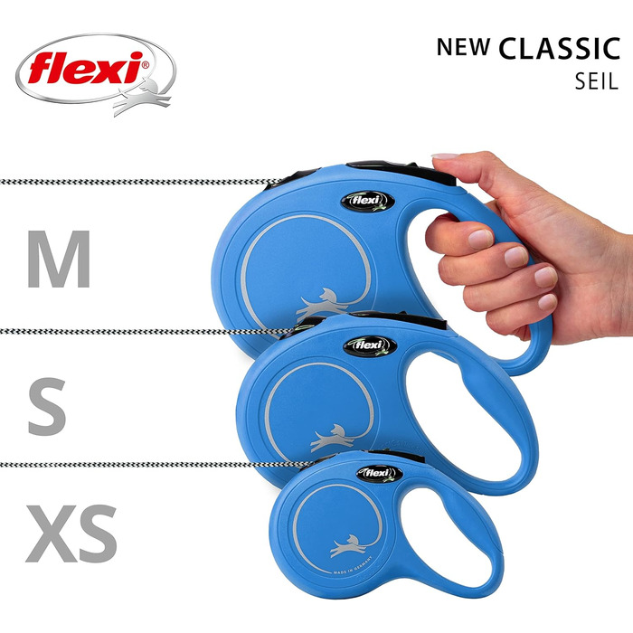 Рулетка для собак Flexi Classic S, 5 м, блакитна – до 12 кг