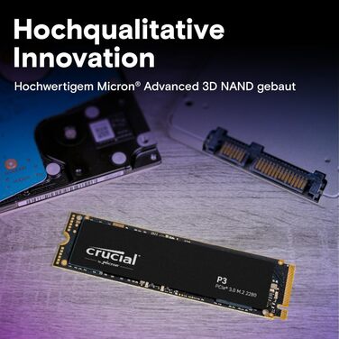 SSD Crucial P3 500GB M.2 NVMe PCIe Gen3 - Швидкий внутрішній накопичувач