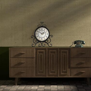 HZDHCLH Retro Silent Roman Table Clock for Living Room Bedroom Office Art Desk Clock (Pure Black)