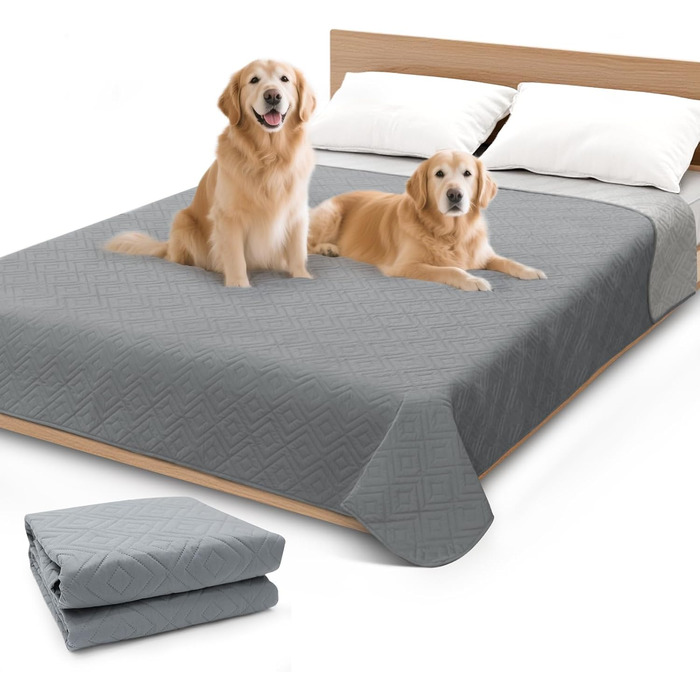 Водонепроникний килимок для собак GYURO, двосторонній, міцний, для дивану та ліжка, можна прати, для собак та котів (77*178CM, 208*208CM), сірий