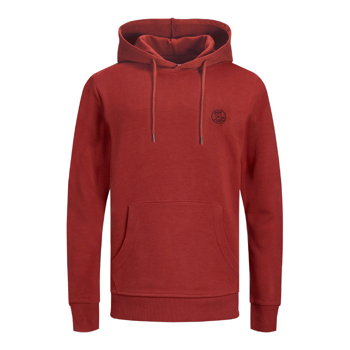 Чоловіча толстовка-худі з капюшоном JACK & JONES Jjebasic ogo Sweat Hood Noos, червона (Red Dahlia), розмір XS