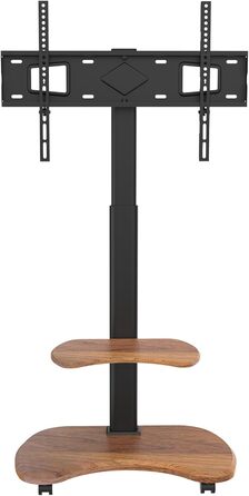 Підставка для телевізора Stellar на колесах з полицею, біла (волоський горіх), для телевізорів 32-70 дюймів, до 45 кг, VESA 600x400