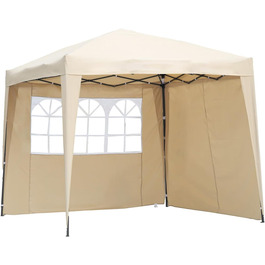 2.5x2.5m Folding Patio Canopy, Water-Resistant, Steel and Polyester (Beige)