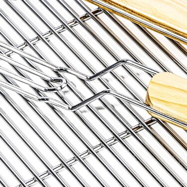 Решітка для гриля BBQ, 54x34 см, з нержавіючої сталі, з ручками, для газових та купольних грилів