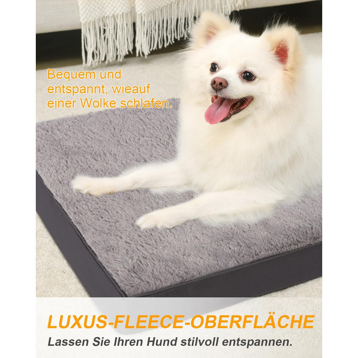 Ортопедичне ліжко для собак KSIIA, великі породи, 105x70 см, знімний чохол, двостороннє, темно-сірий (75x47x7 см)