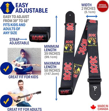 Гітарний ремінь Perri's Leathers LPCP-8014 ACDC з поліестеру, 2 дюйми