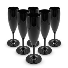 DOJA Barcelona: Набір з 6 склянок для шампанського, 60 мл, чорний полікарбонат, багаторазові | 195x68x2 мм