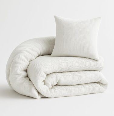 Дитяча постільна бджільня Kinderbettwäsche 100x135 2 шт. | ОekoTex сертифікована, для алергіків | Набір постільної білизни з мусліну Kinderbettwäsche з 1 простирадлом 135x100 та 1 наволочкою 40x60 | (100 см x 135 см, Білий)