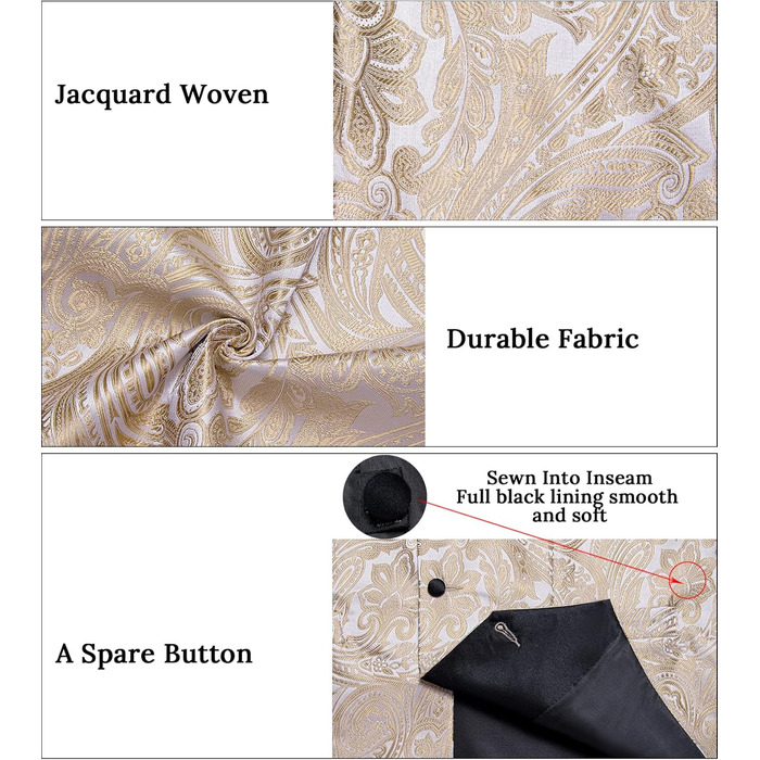 Костюм чоловічий DiBanGu 7-частинний: жакардовий піджак, краватка, жилет, сорочка з коміром, для весілля, свят, урочистих подій. Кольори: золото, чорний, шампань, срібло (XL)