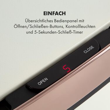 Сенсорний сміттєвий кошик Klarstein Touchless, 72 л, 4 контейнери (43л + 2x12.5л), автоматичне відкриття та закриття, Рожеве золото / Металік