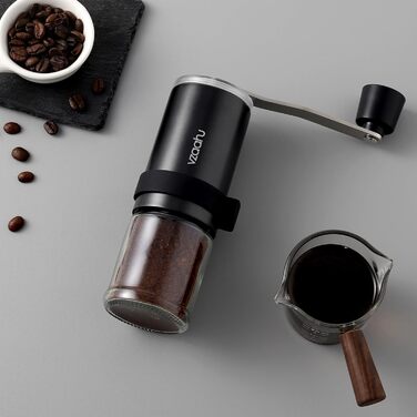 Vzaahu Кавомолка ручна, 6-ступенева, керамічний жорно, для дому, офісу, подорожей, срібна, чорна