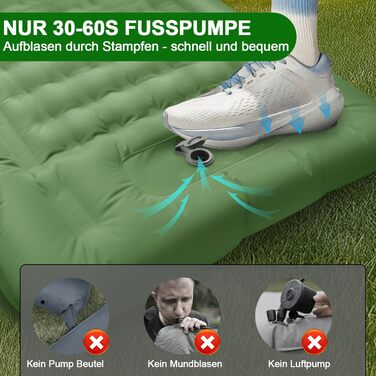 Саморозгортальний килимок Isomatte 12 см, з подушкою для кемпінгу, надувна повітряна матрацна, легкий, компактний, з насосом для відпочинку на природі, походів, намету, пляжу