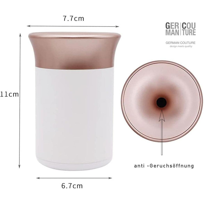 GC German Couture Stickbecher Auto-Aschenbecher compatible with IQOS ILUMA PRIME TEREA Sticks & Heets Sticks + Glo Hyper Pro Air neo Sticks Accessories and for PLOOM, white/rose gold