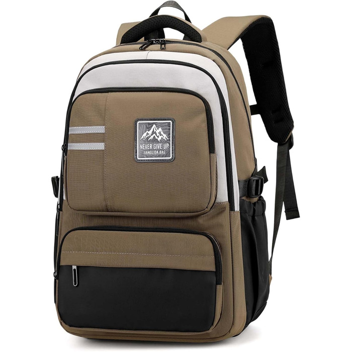 Шкільний рюкзак для підлітків, хлопчиків, водонепроникний, для школи, коледжу, роботи (Хакі)