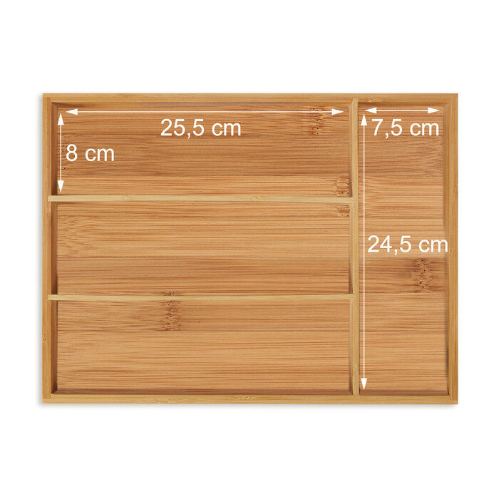 Relaxdays Bamboo Cutlery Box with 4 Compartments