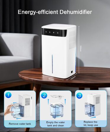 Електричний осушувач повітря з низьким рівнем шуму та підсвіткою, 500 мл. Захист від замерзання. Ідеально для кухні та підвалу