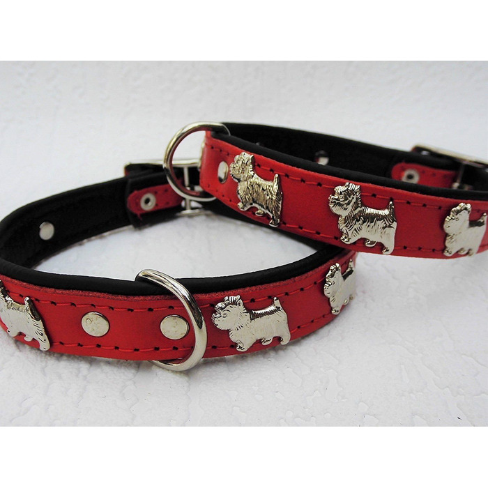 Льорочок для собак Westie, шкіряний, обхват шиї 30-36 см, червоний, новий