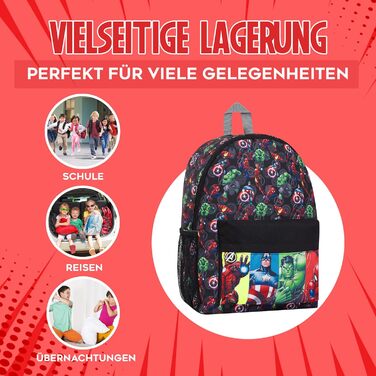 Дитячий рюкзак Marvel Spiderman з героями Marvel: Avengers, Iron Man та іншими. Ідеальний для школи, подарунок. Чорний, 40x30x16 см