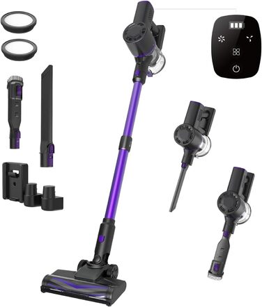 Бездротовий пилосос Vexilar V12 Akku: 50 хв роботи, 50 кПа, 450 Вт, антизаплутана щітка, легкий, безщітковий двигун, підходить для твердих підлог, килимів, шерсті тварин (фіолетовий)