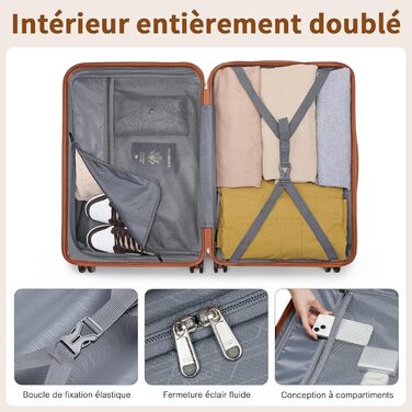 Набір валіз British Traveller: жорсткі валізи з ABS+PC, 8 коліс, TSA-замок, сірий колір. Ідеальний ручний багаж.