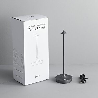 Світлодіодний настільний світильник Leomix акумуляторний, димуючий, водонепроникний IP54 (2 шт, сірий) для ресторану, бару, саду, балкону