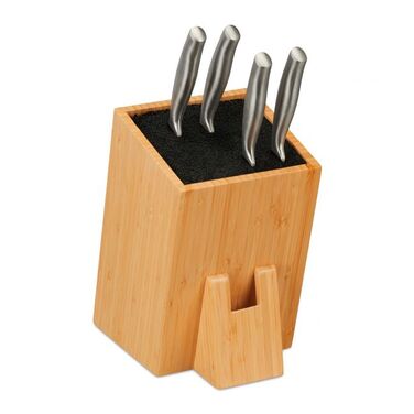 Relaxdays Unfilled Bamboo Knife Block
