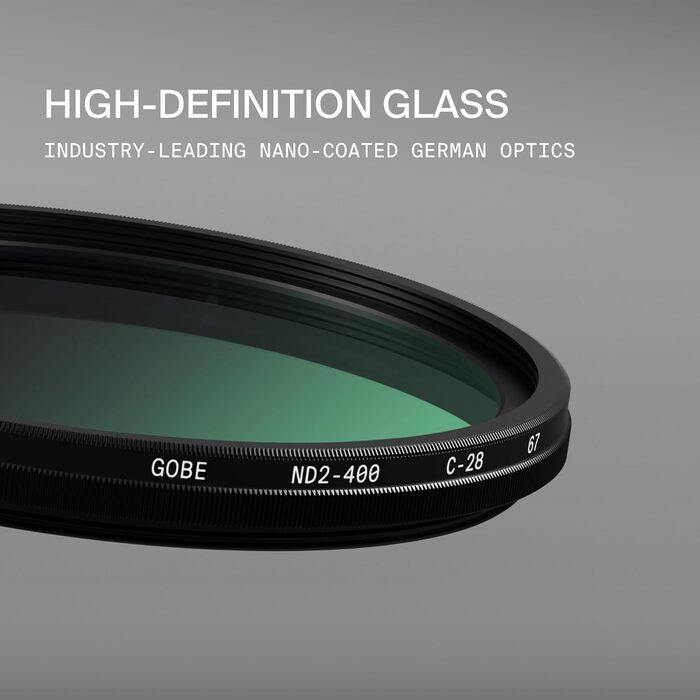 Варіабельний ND-фільтр Gobe 67mm ND2-400 (1-8.6 Stop) Pro – нейтральний фільтр для фотографії