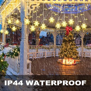 Льоново-снігові гірлянди AUAUY для прикраси дому та саду, 6м, 40 LED, тепле світло, 2 режими, водонепроникні, з пультом (4м)