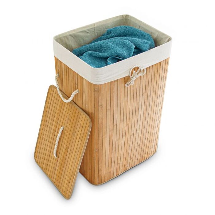 Relaxdays Bamboo Laundry Basket, Square