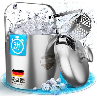 SilverRack Stainless Steel Ice Cube Container with Lid & Tongs [1.3l] - Ice Container for Ice Cubes, Perfect for Cold Drinks - Premium Ice Bucket as an Ice Cube Container