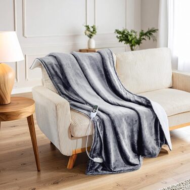 Електрична ковдра Kingsize König EU, м'яка Sherpa Fleecedecke, 230x265 см, 9 режимів нагріву, таймер 12 годин, тепла ковдра-плед, подарунок