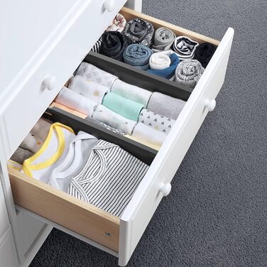Utoplike Bamboo Adjustable Drawer Divider (4-pack), Large Drawer Organizer with Spring-loaded for Clothing, Silverware, Utensils in Kitchen, Bathroom, Bedroom, Baby Drawer, Black