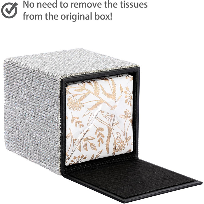 Квадратний тримач для серветок BTSKY з блискітками, декоративна кришка з діамантами та стразами, кубічний диспенсер для дому, ванної кімнати, туалетного столика