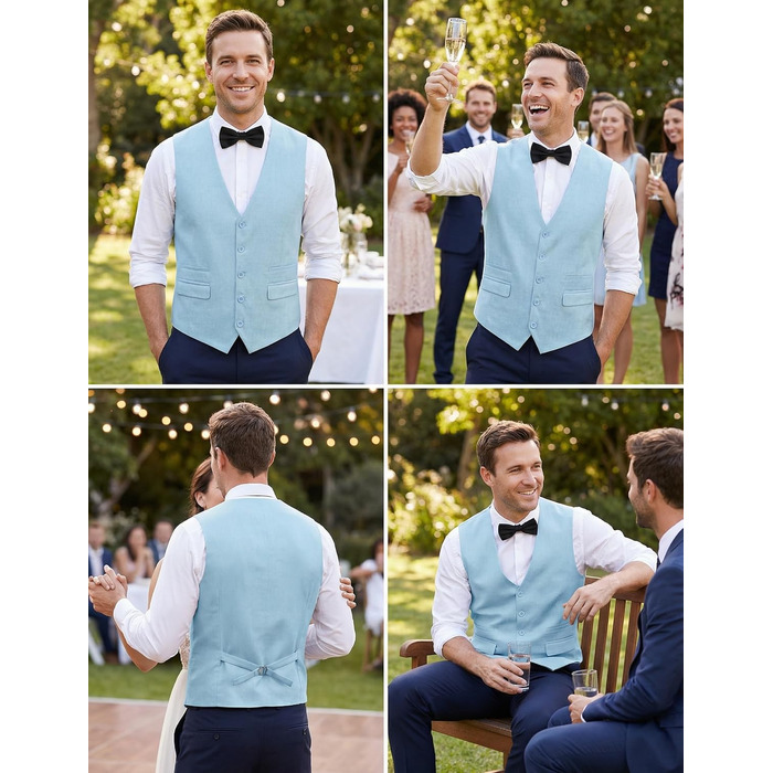 Костюм чоловічий Coofandy, приталений, для весілля (блакитний, XL)