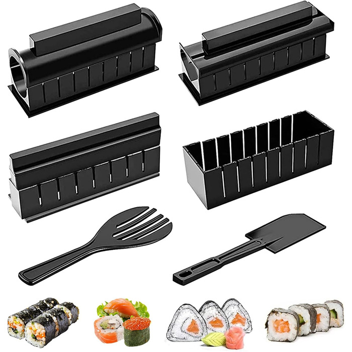 Набір для приготування суші INHEMI - 10 частин, для початківців, DIY, чорний