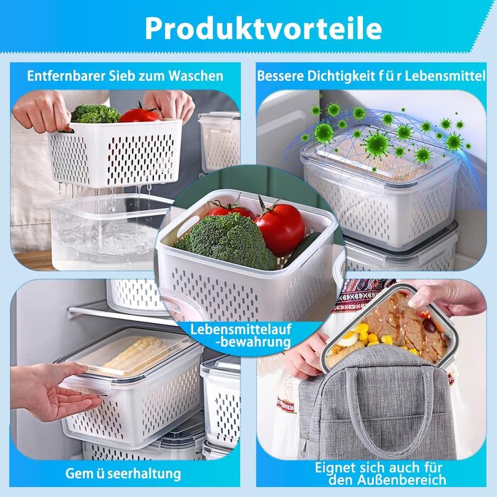 50 великих контейнерів для зберігання їжі з кришкою, герметичні | Без BPA | Стекніть | Для приготування їжі | Морозильник та мікрохвильова піч | 25 контейнерів + 25 кришок | Безпечні від протікання (24 контейнера для зберігання їжі)