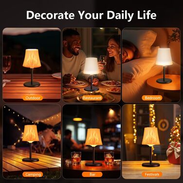 Настільна лампа LED акумуляторна бездротова 2 шт, димується, RGB, сенсорна, водонепроникна IP54 для спальні, вітальні, балкону