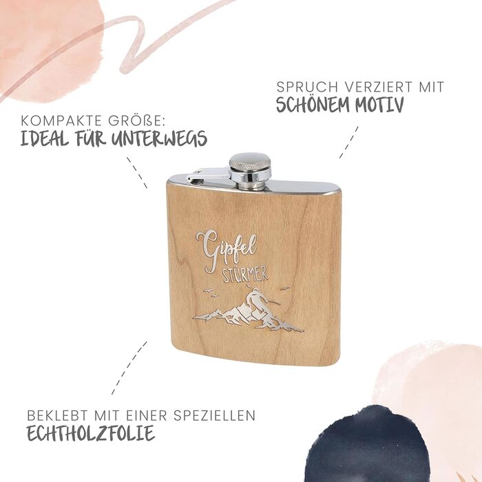 Фляга з нержавіючої сталі з гравіюванням - Оригінальний подарунок для любителів лиж та сноуборду | Ідеально для афтескі та зимових пригод (Гірський Штурм)