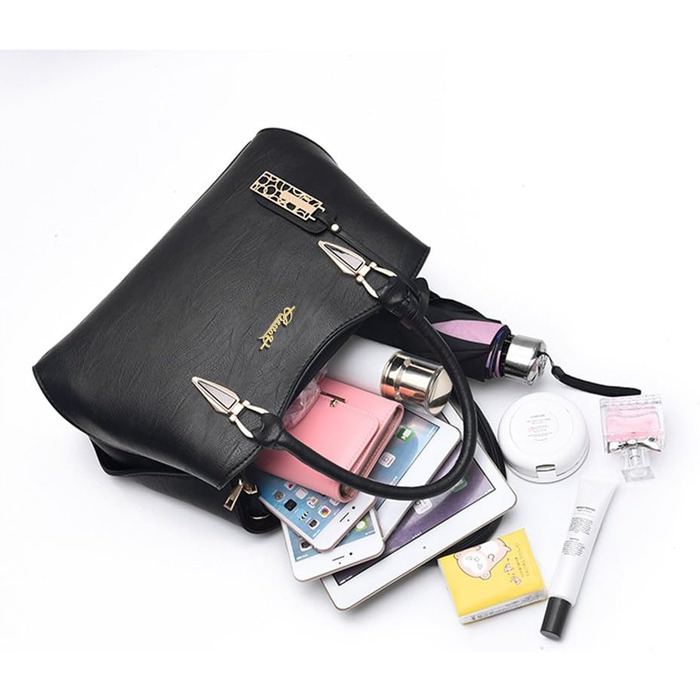 Сумка жіноча BestoU шкіряна чорна велика, сумка на плече та через плече