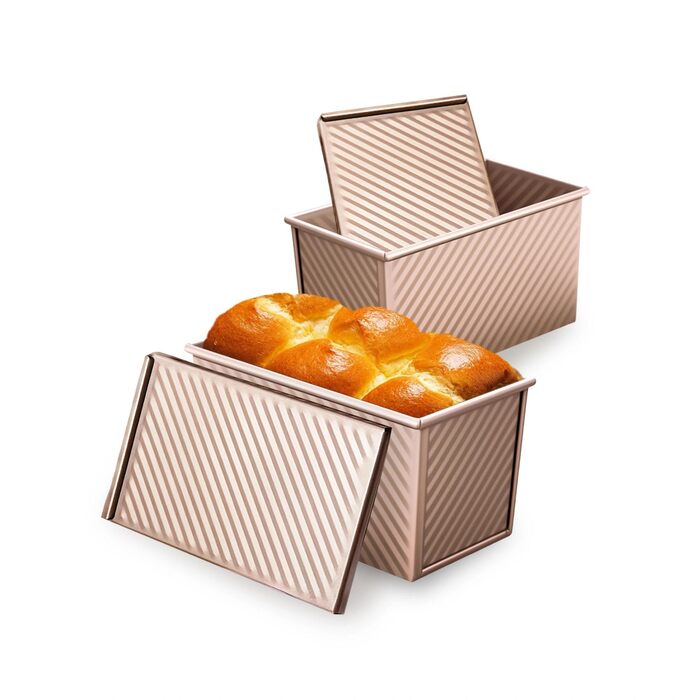 Форма для випічки хліба з кришкою 450г (1lb) антипригарна, золотиста - для хліба, тостів, сендвічів, кексів