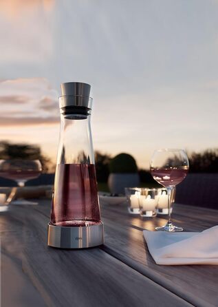 Emsa 514233 Flow Slim Glass Carafe, with Cooling Element, Glass, Elegant Design, 1 Liter, Transparent, 11 x 11 x 38.2 cm