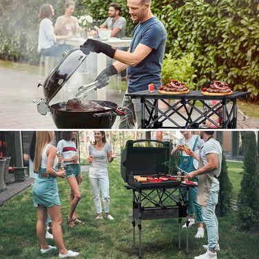 Складаний туристичний стіл Garllen 82x40 см, 2 положення висоти (44/70 см), знімний стіл зі сталі, для пікніка, грилю, саду та кемпінгу