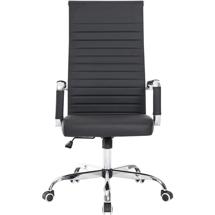 Ергономічне крісло для офісу BAKAJI з підлокітниками, крісло для начальника, комп'ютерне крісло з високою спинкою, робоче крісло з функцією гойдання, чорне, до 136 кг, 65 x 109-119 см