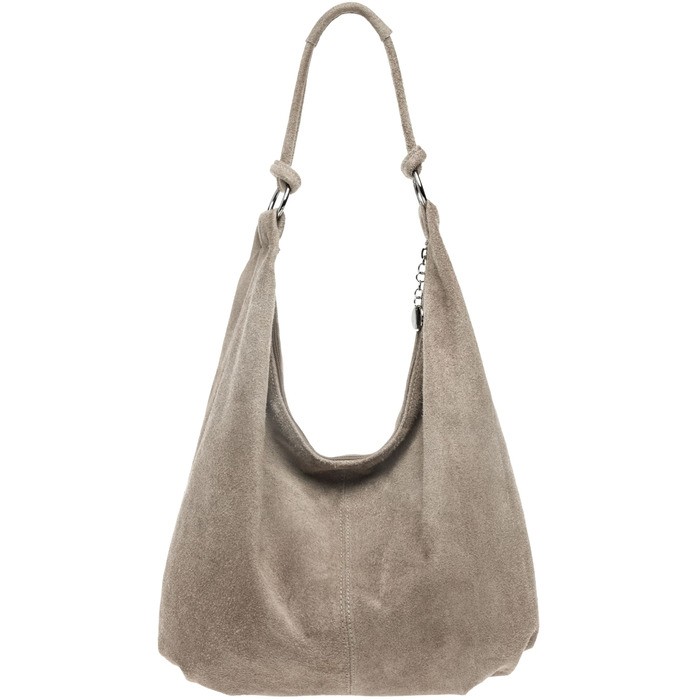 Сумка жіноча Caspar Vintage з велюрової шкіри (сіро-бежева) - Made in Italy, CLASSIC LINE No.617