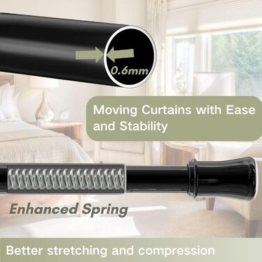 Штанга для карниза без свердління та шурупів, телескопічна, для душу та шафи, 85-230 см (діаметр 32 мм)