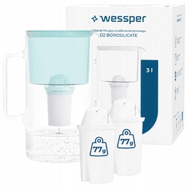 Скляний фільтр-кувшин Wessper D2 BOROSILICATE 3л, м'ятний + 3 фільтри