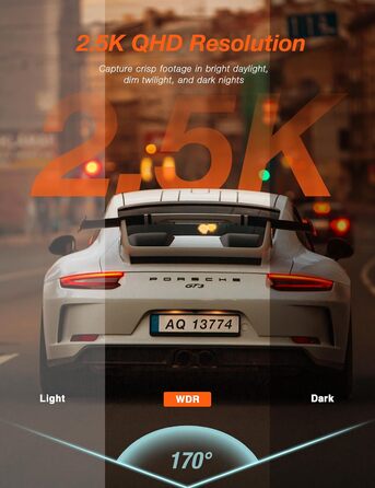 Автомобільний відеореєстратор iZEEKER 2.5K WiFi з картою 32GB: Full HD, нічна зйомка, G-сенсор, WDR