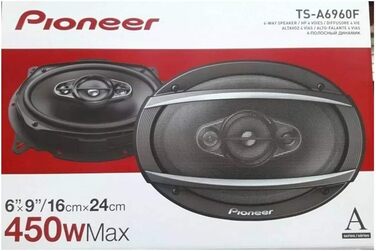 Автомобільні коаксіальні динаміки Pioneer TS-A6960F 6x9 дюймів, 4-смугові, 450Вт, комплект з 2-х, потужний звук, висока чутливість, монтаж 72 мм, решітка в комплекті